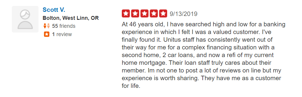 5-Star YELP Review for Unitus
