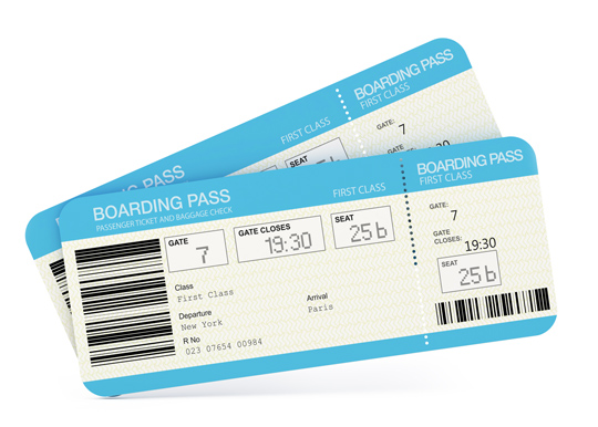 Pair of airline boarding passes