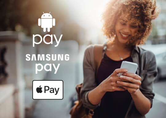 Android Pay, Samsung Pay, Apple Pay logos