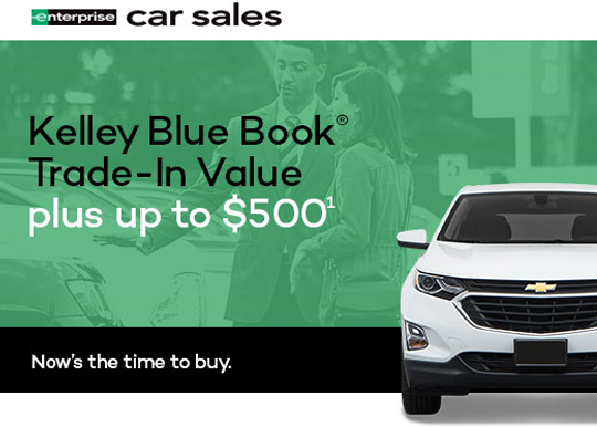 enterprise car sales kelley blue book trade-in value plus up to $500