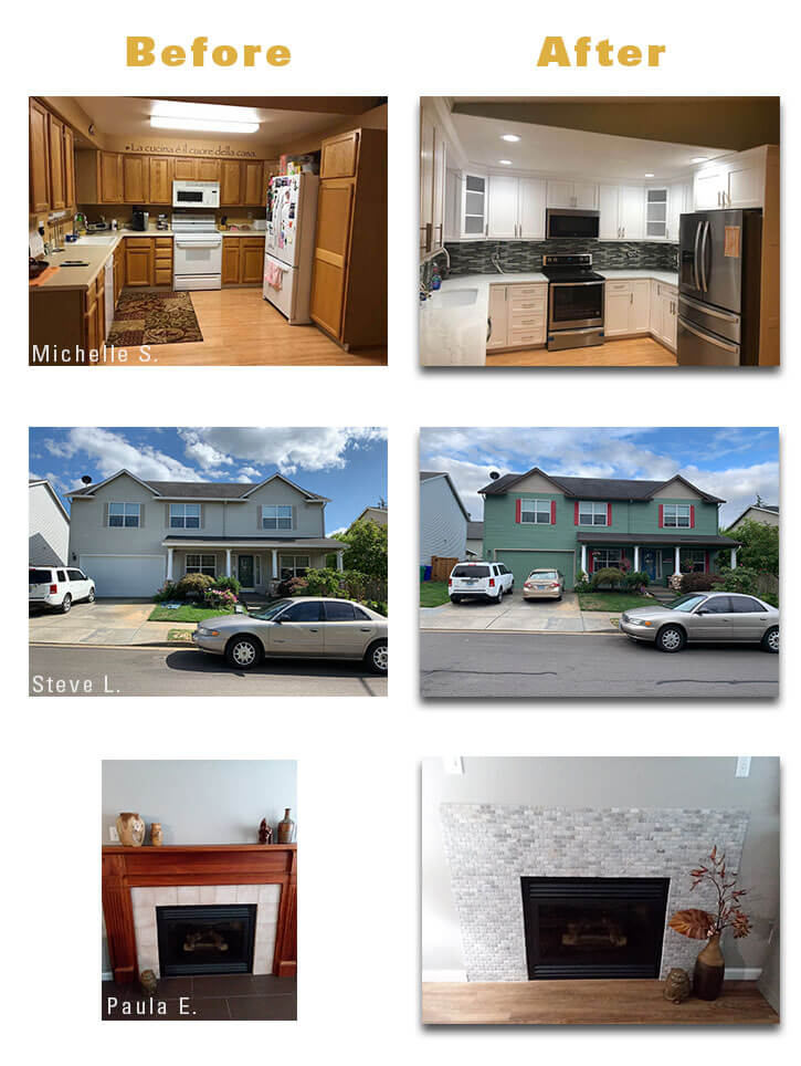 Photos before and after remodel
