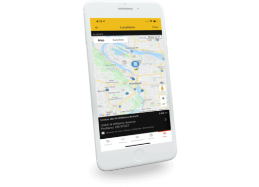 iPhone mostrando el mapa interactivo de los cajeros automáticos