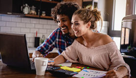 young couple planning a home budget