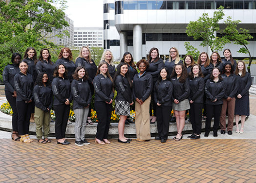 rose festival princesses standing with their mentors